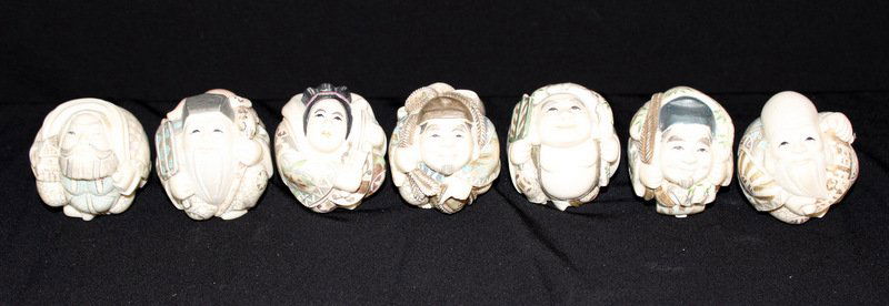 7 Chinese Polychromed & Carved Ivory Immortals (1 of 8)