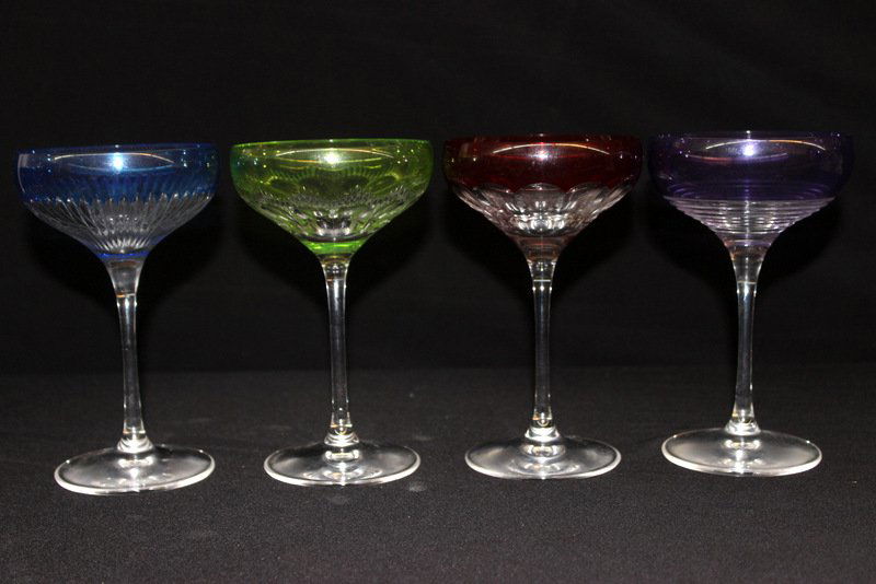 4 Pc. Waterford Multi-Colored Crystal Champagne Glasses (1 of 6)