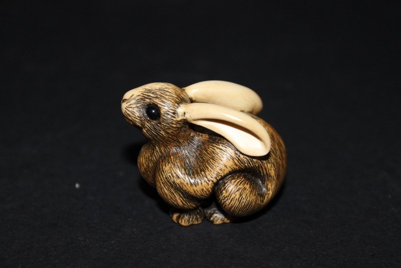 Chinese Carved Ivory Rabbit Netsuke (1 of 4)