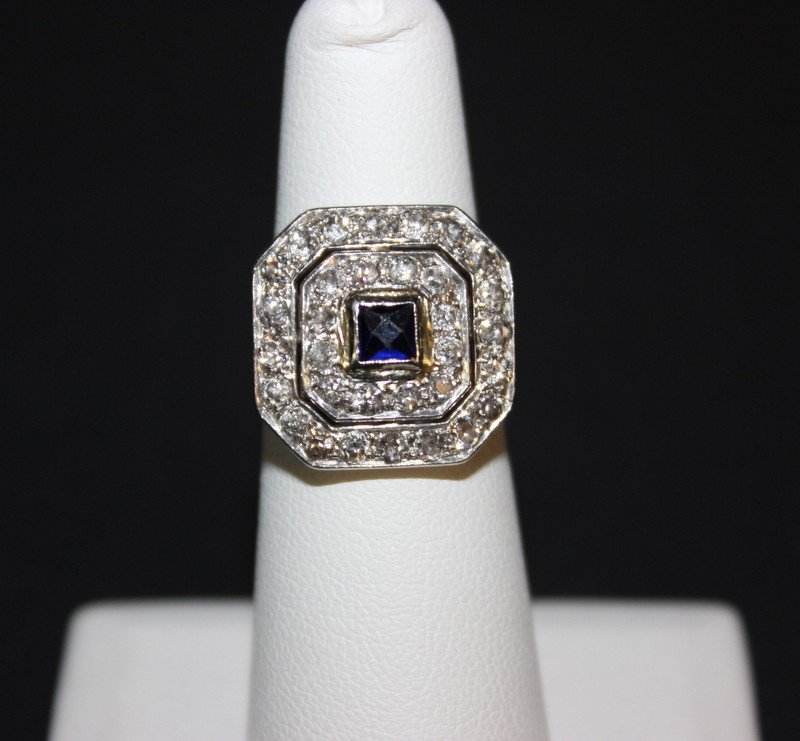 14Kt YG 2.00ct. Diamond & Sapphire Ring (1 of 3)