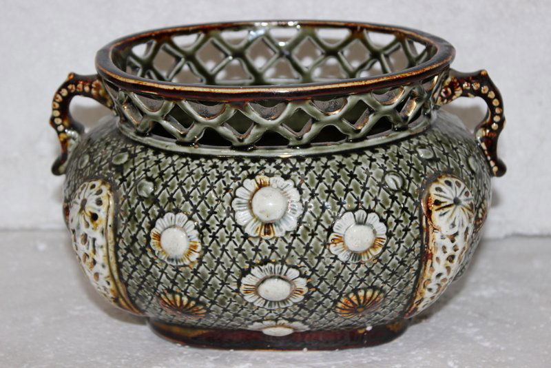 Hand Painted Pierced Pottery Planter (1 of 5)