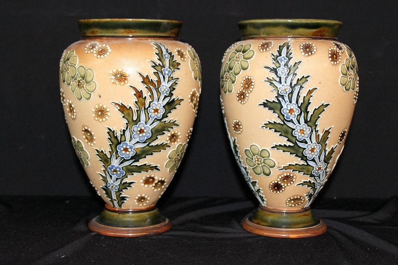 Pair of Doulton Lambeth Stoneware Vases (1 of 6)
