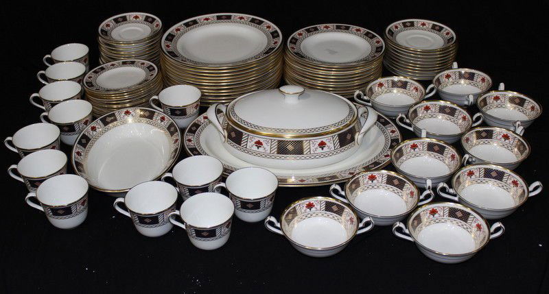 83 Pc. Royal Crown Derby "Derby Border" China Set (1 of 10)