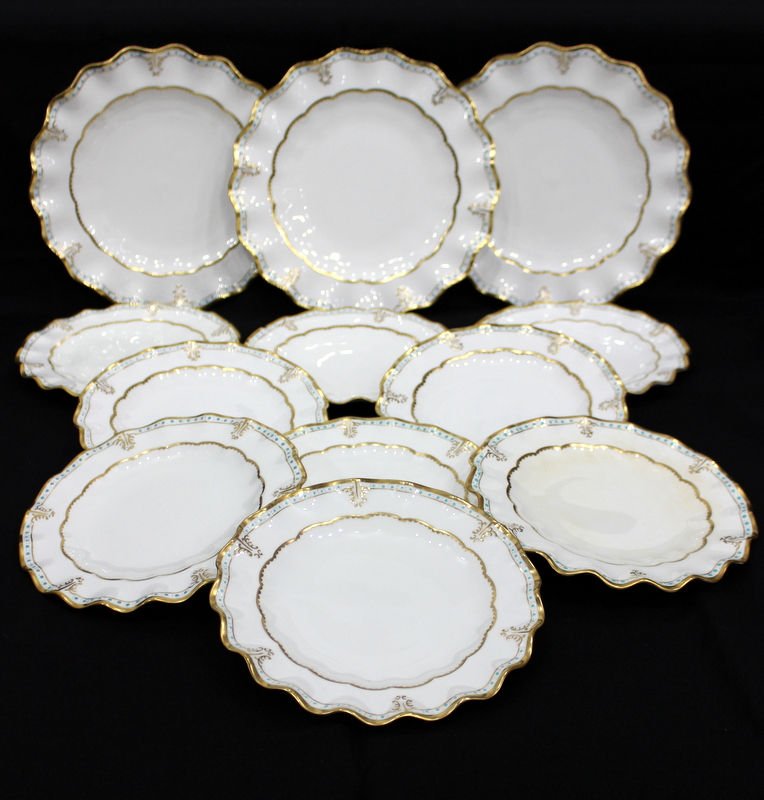 12 Pc. Royal Crown Derby "Lombardy" Porcelain Plates (1 of 4)