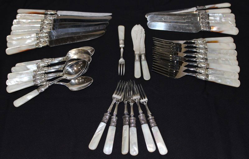 39 Pc. Sterling & Mother of Pearl Flatware Set (1 of 6)