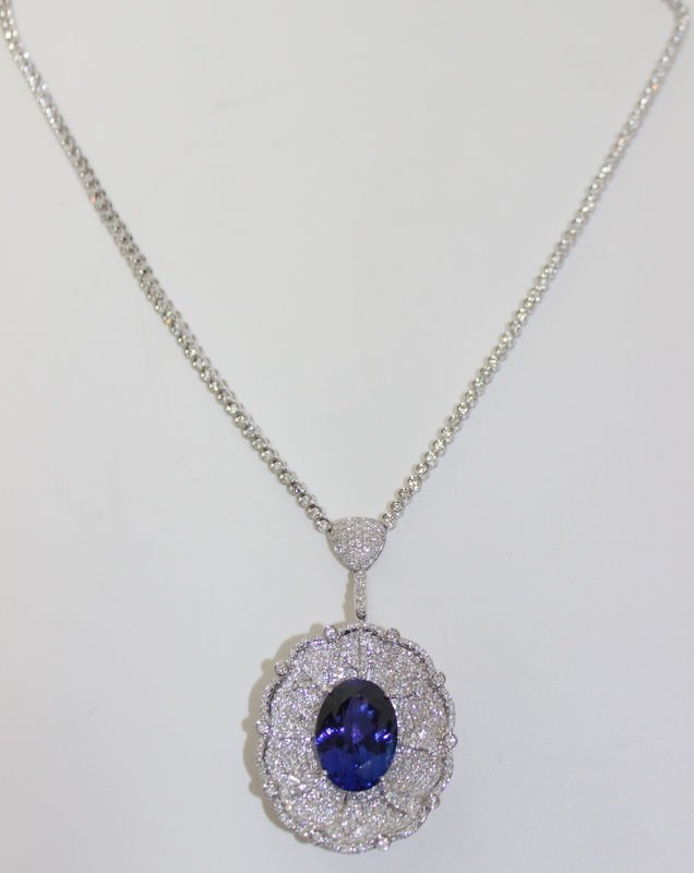 18Kt WG 22.47ct. Tanzanite & 7.39ct. Diamond Necklace (1 of 6)