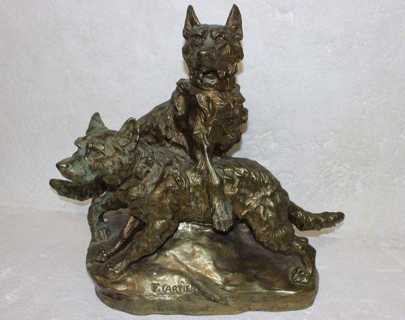 Thomas Francois Cartier Wolfhounds Bronze Sculpture (1 of 6)