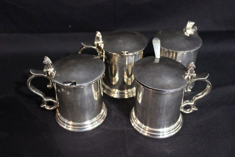 4 Pc. Irish Silver Plated & Cobalt Glass Covered Sugars (1 of 3)