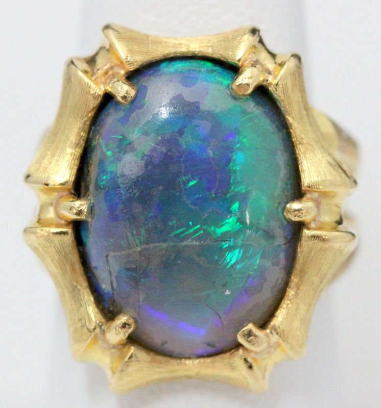 1970's 18Kt YG & Black Australian Opal Ring (1 of 6)