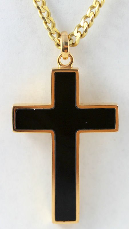 Damiani 14Kt YG & Onyx Cross Necklace (1 of 5)