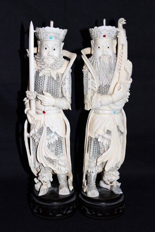 Two Chinese Carved Ivory Warriors (1 of 10)