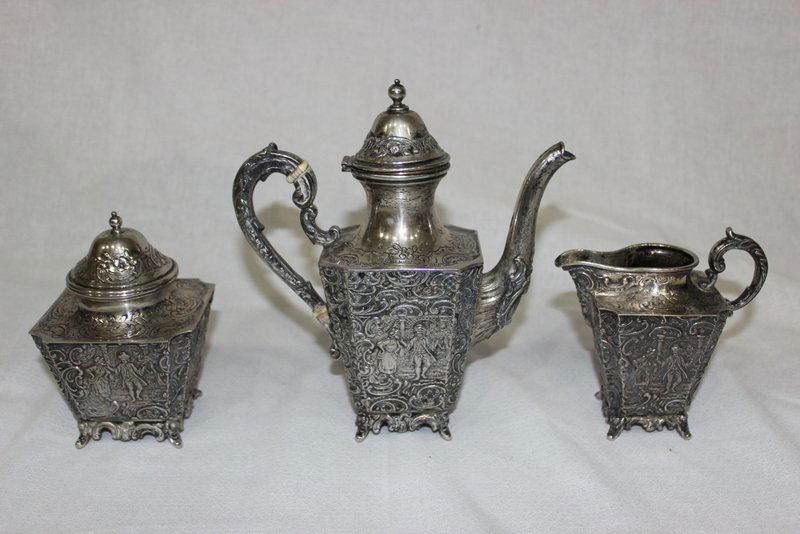 3 Pc. Antique Hester Bateman London Sterling Tea Set (1 of 10)