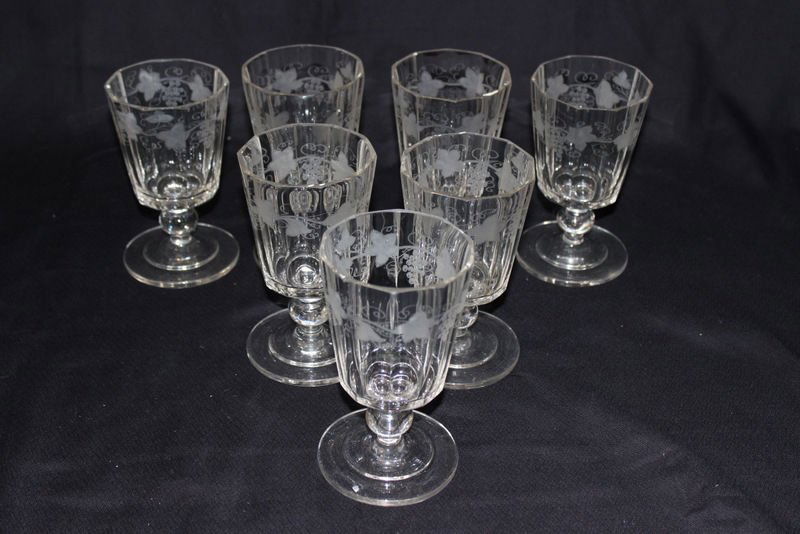 7 Pc. Grape Motif Glass Water Goblets (1 of 5)