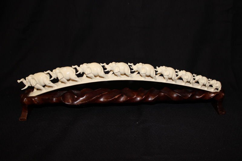 Chinese Carved Ivory Elephant Bridge (1 of 9)