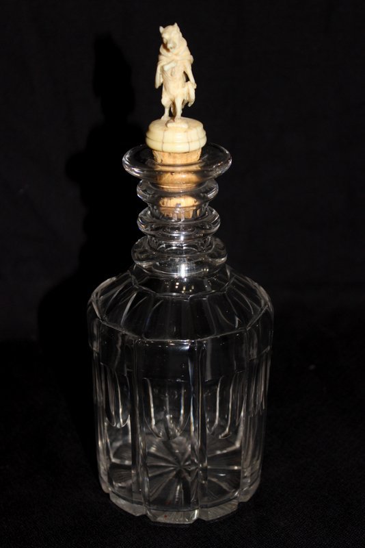 Antique Continental Carved Ivory Stopper & Decanter (1 of 7)