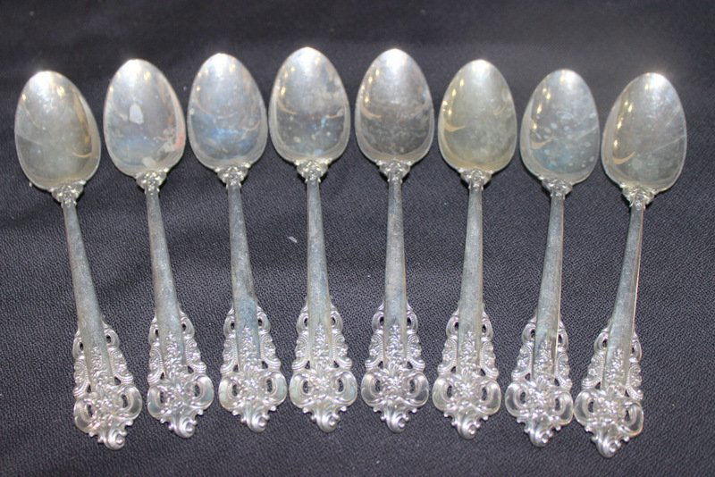 8 Pc. Wallace "Grande Baroque" Sterling Tea Spoons (1 of 4)