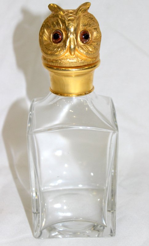 Beautiful Gilt Bronze Owl Stopper & Decanter (1 of 3)