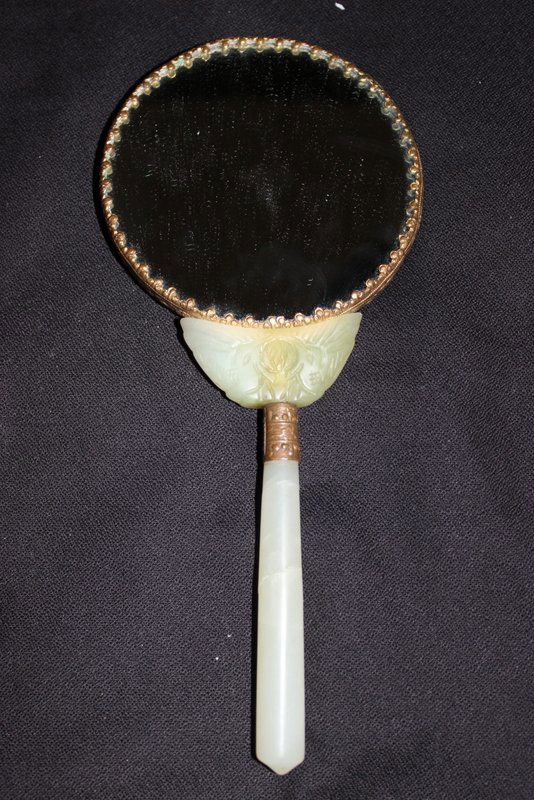 Chinese Jade & Porcelain Vanity Mirror (1 of 3)