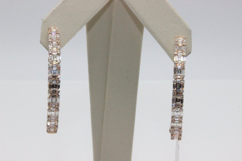 18Kt RG 5.25ct. Diamond Hoop Earrings (1 of 3)