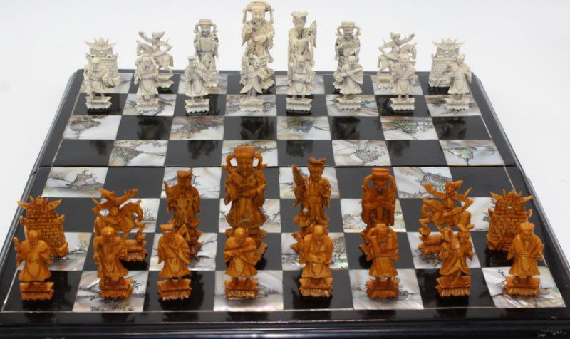 Chinese Carved Ivory Chess Set (1 of 7)