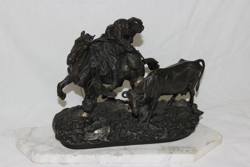 Antique Vasily Grachev (Russian 1831-1905) Bronze Group: Antique Vasily Grachev (Russian 1831-1905) Bronze Group. "The Rustler" Foundry - C.F. Woerffel (1870-1890). Base as is.