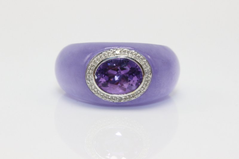 14Kt WG Precious Stone Jade Ring (1 of 2)