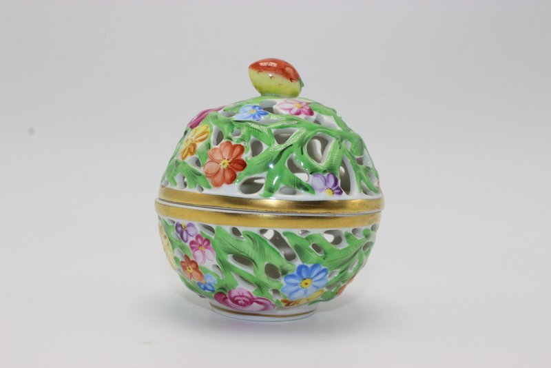 Herend Pierced Porcelain Covered Jar (1 of 4)