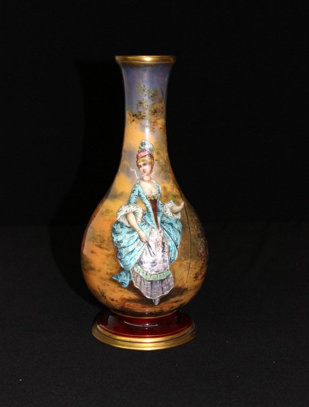 Antique French Hand Painted Enamel Vase (1 of 5)