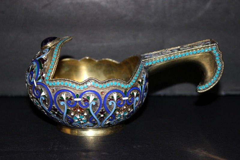 Russian Silver & Enamel Kovsh (1 of 6)