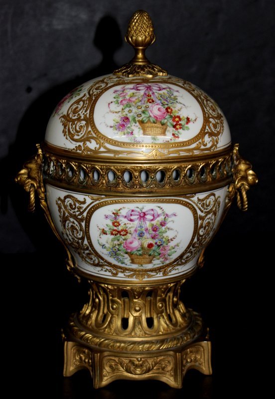 Antique French Sevres & Dore Bronze Compote (1 of 6)