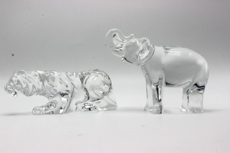2 Pc. Baccarat Crystal Tiger & Elephant (1 of 4)