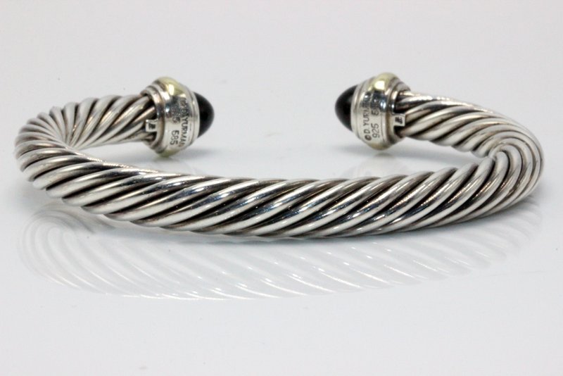David Yurman Sterling & 18Kt YG Onyx Bangle (1 of 4)