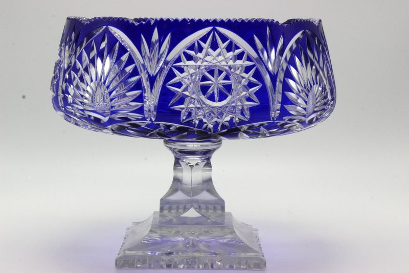 European Cut Crystal Cobalt Blue Centerbowl (1 of 4)