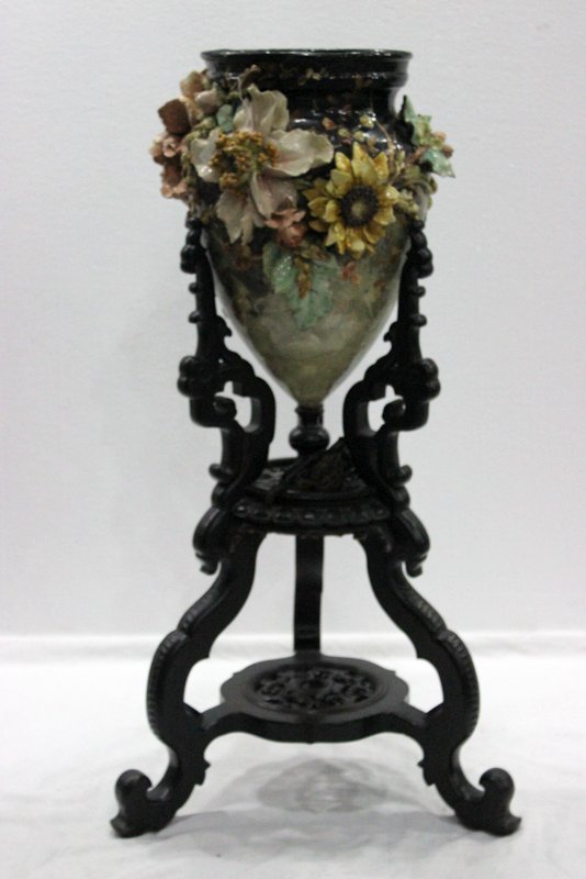 Antique Majolica Vase w/ Stand (1 of 6)