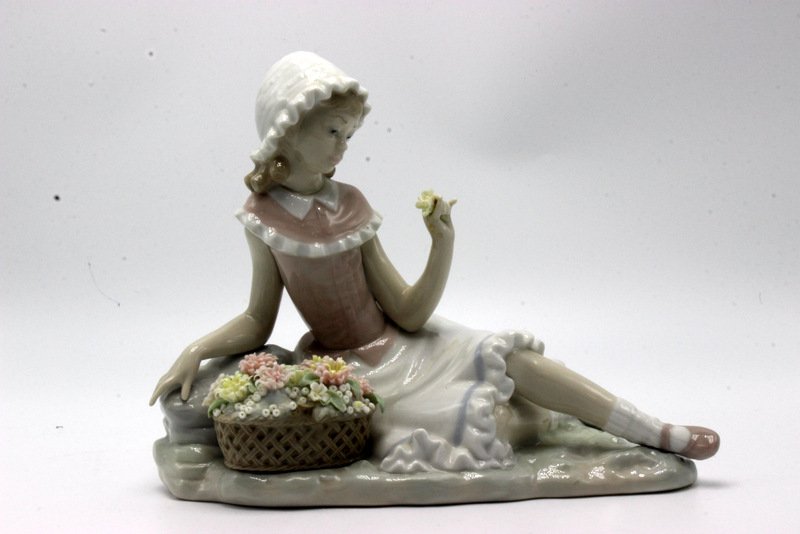 Lladro "Young Girl w/ Flowers" Porcelain Figure (1 of 6)