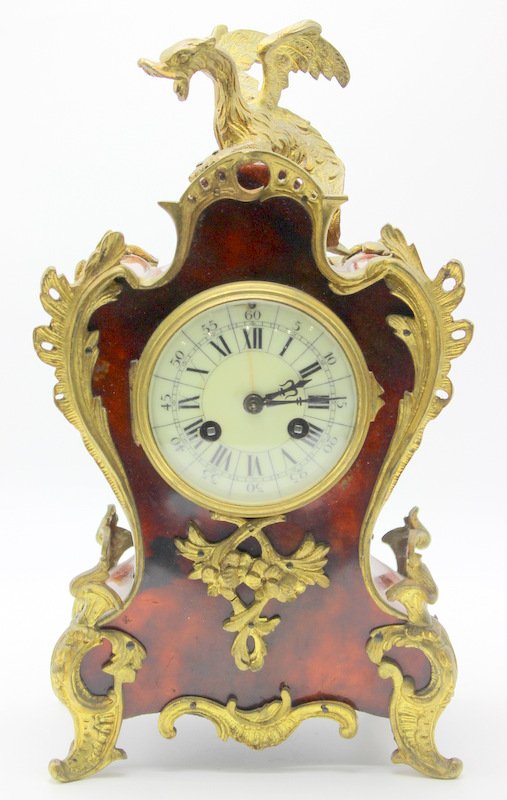 Antique French Boulle Bronze Mounted Mantel Clock (1 of 8)