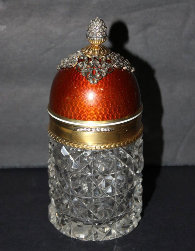 Russian Enamel & Diamond Cut Glass Decanter (1 of 9)