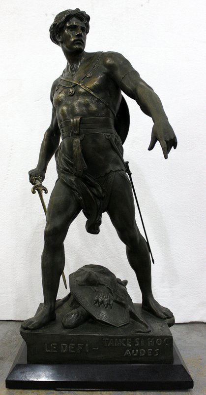 After E. Picault French Metal Warrior Sculpture (1 of 8)