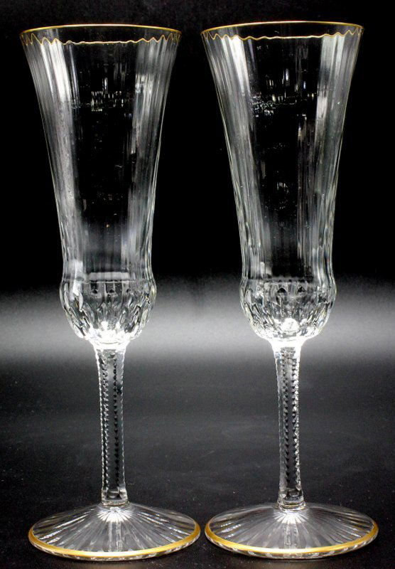 8 Pc. St. Louis "Apollo Gold" Crystal Champagne Flutes (1 of 5)