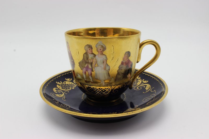Antique Royal Vienna Hand Painted Porcelain Tea Cup & (1 of 4)