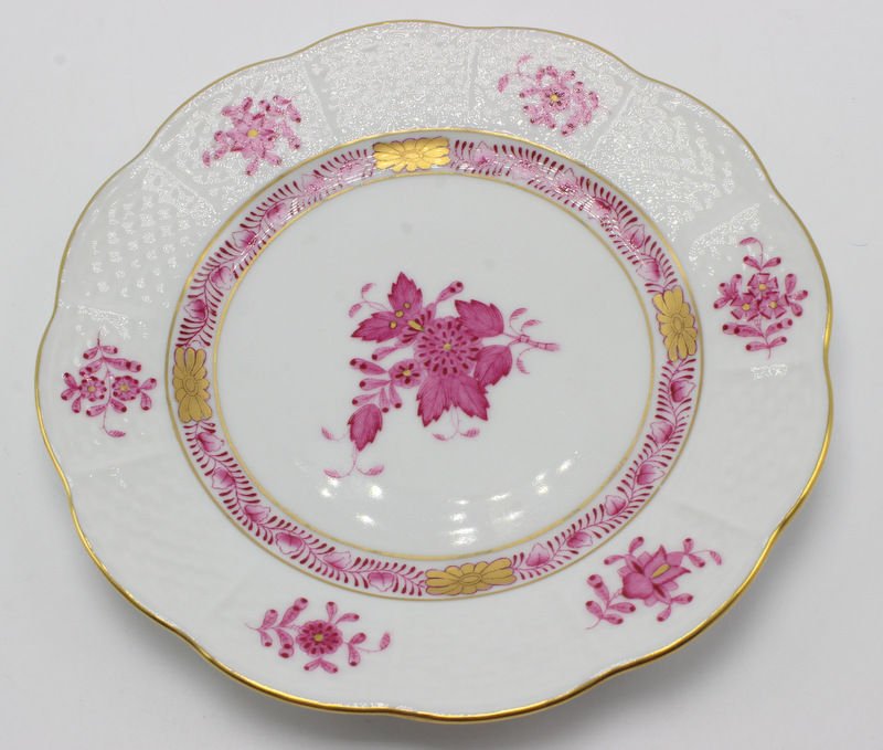 6 Pc. Herend "Chinese Bouquet Rasberry" Porcelain Bread (1 of 4)