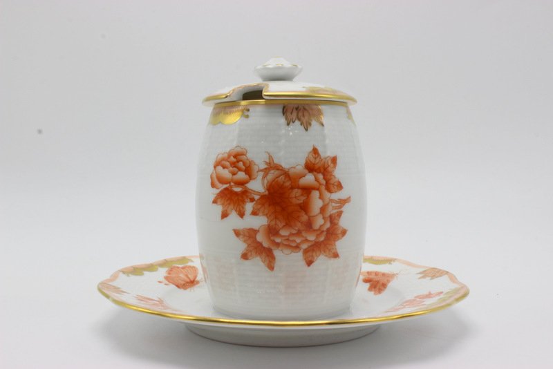 Herend Hand Painted Porcelain Covered Sugar w/ Under (1 of 6)