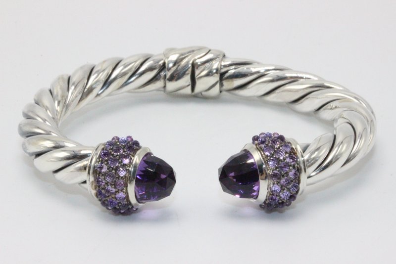 David Yurman Amethyst & Sterling Bangle (1 of 4)