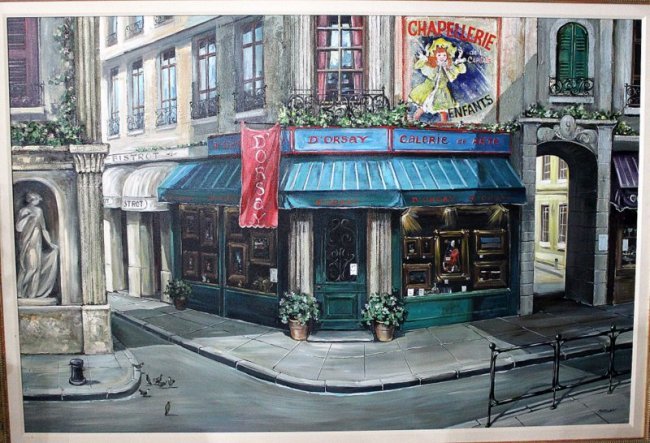 Large Miroslav Lorric (Bosnia, 1955) Oil Painting on: Large Miroslav Lorric (Bosnia, 1955) Oil Painting on Canvas. Measures - 47 1/2" high x 72" wide. Frame measures - 60" high x 81" wide. Matting 2 3/4".