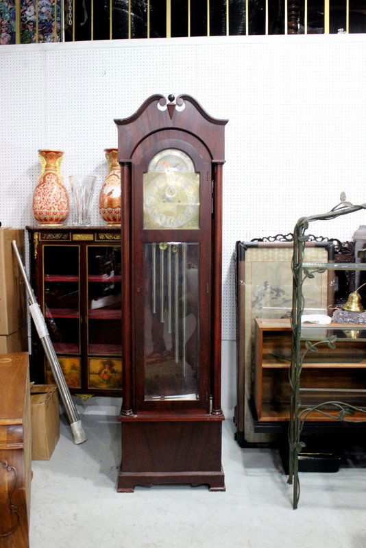 9 Tube Mahogany Glass Cased Grandfather Clock (1 of 8)