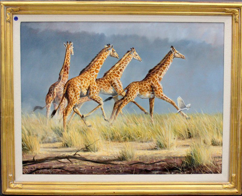 Grant Hacking (C.2000) Wildlife "Giraffes" Painting (1 of 2)