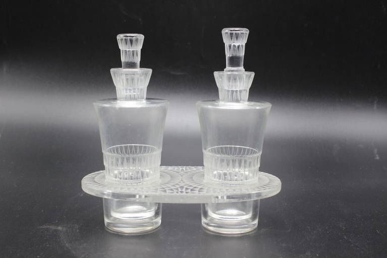 Lalique Crystal 2 Bottle Cruet