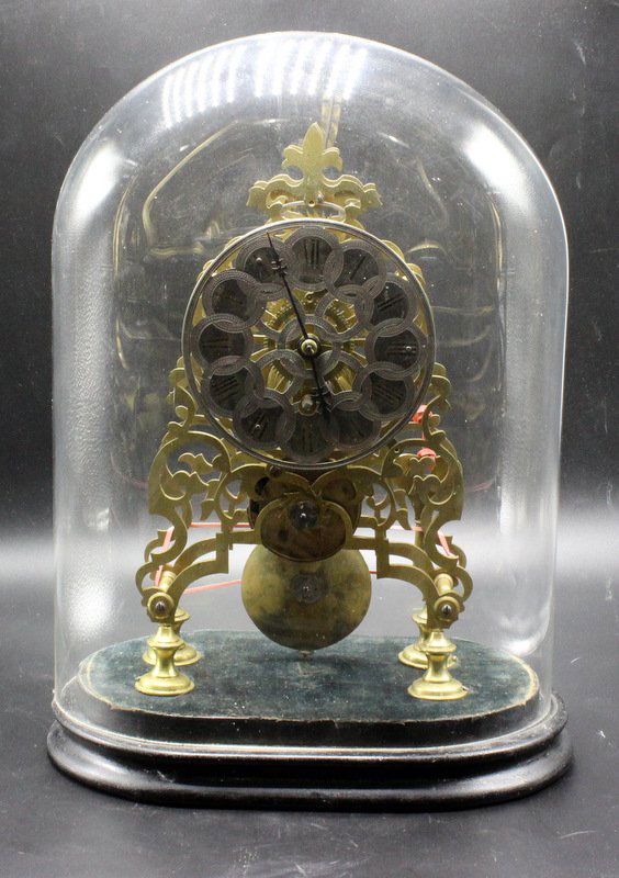19th C. Fusee Skeleton Clock with Original Dome Glass (1 of 5)