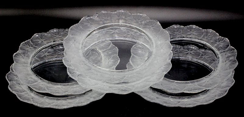 Lalique Set of Signed Six Crystal Dishes (1 of 6)