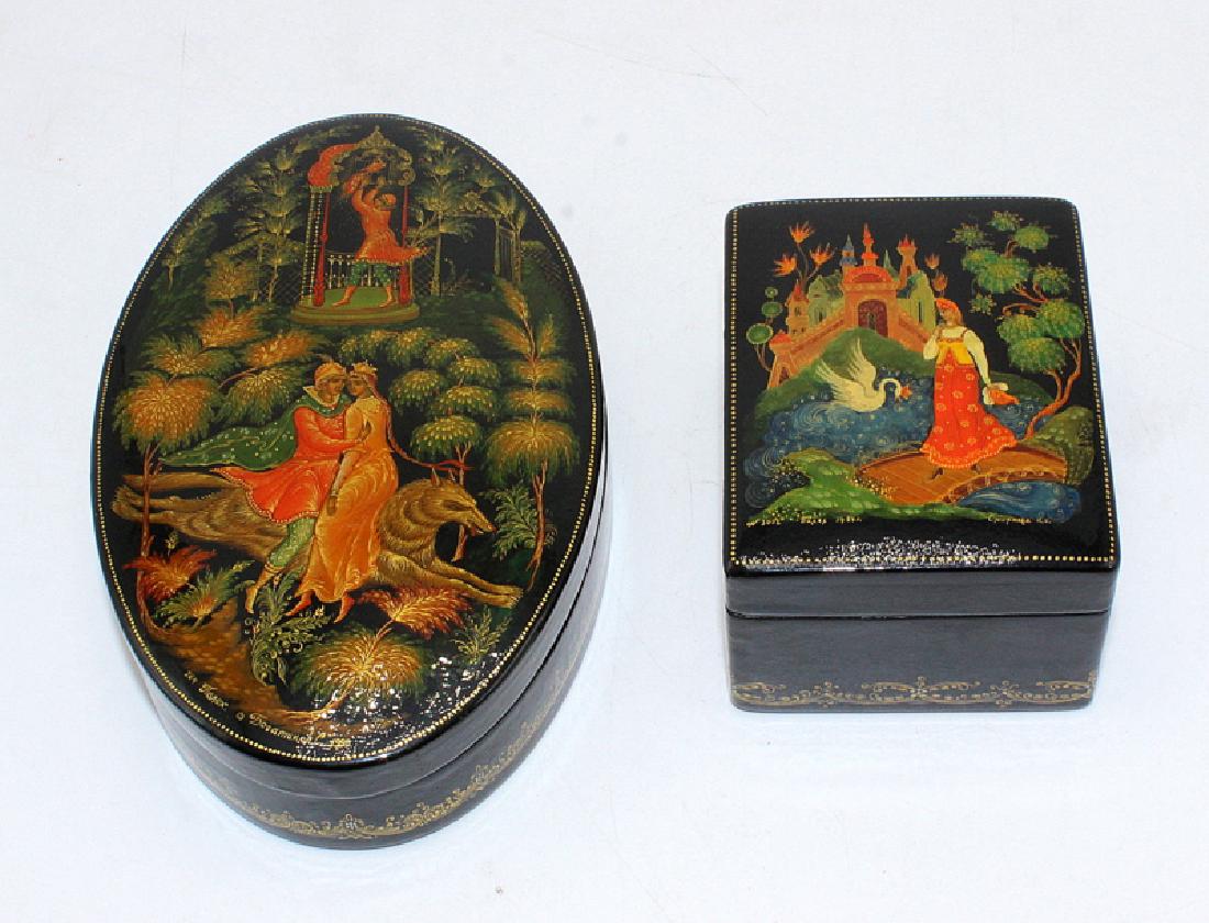 Russian Lacquer Boxes with "Palekh" Scene (1 of 5)
